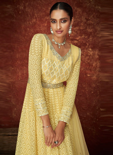 Haldi Special Georgette Lakhnavi Work Anarkali Suit Design